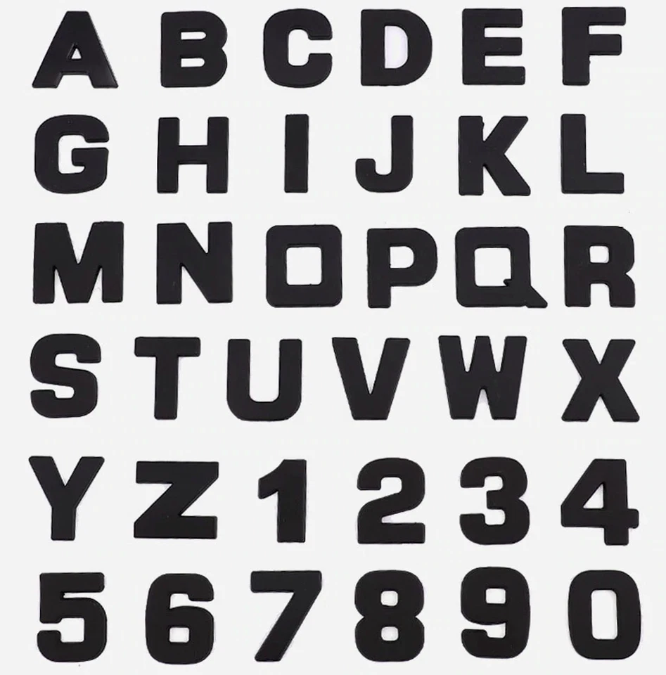 Aufkleber 3D Buchstaben Zahlen schwarz Metall Alphabet 0-9 Initialen Auto Name