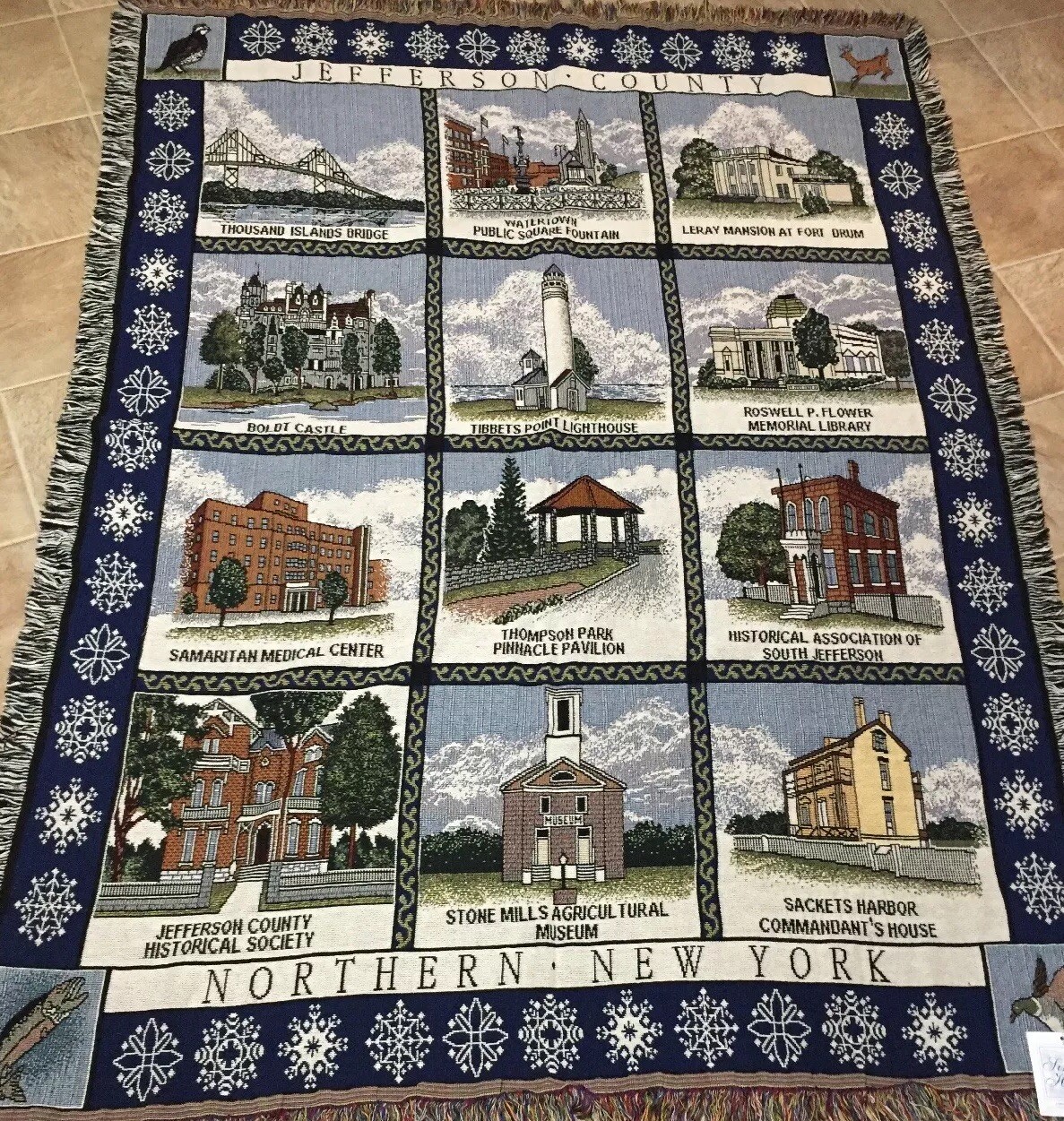 Vintage Simply Home Throw New York Theme. 5 1/2 Feet Long An