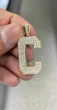 2 Ct Round Cut VVS1 Diamond Initial "C" Pendant 14K Yellow Gold Finish