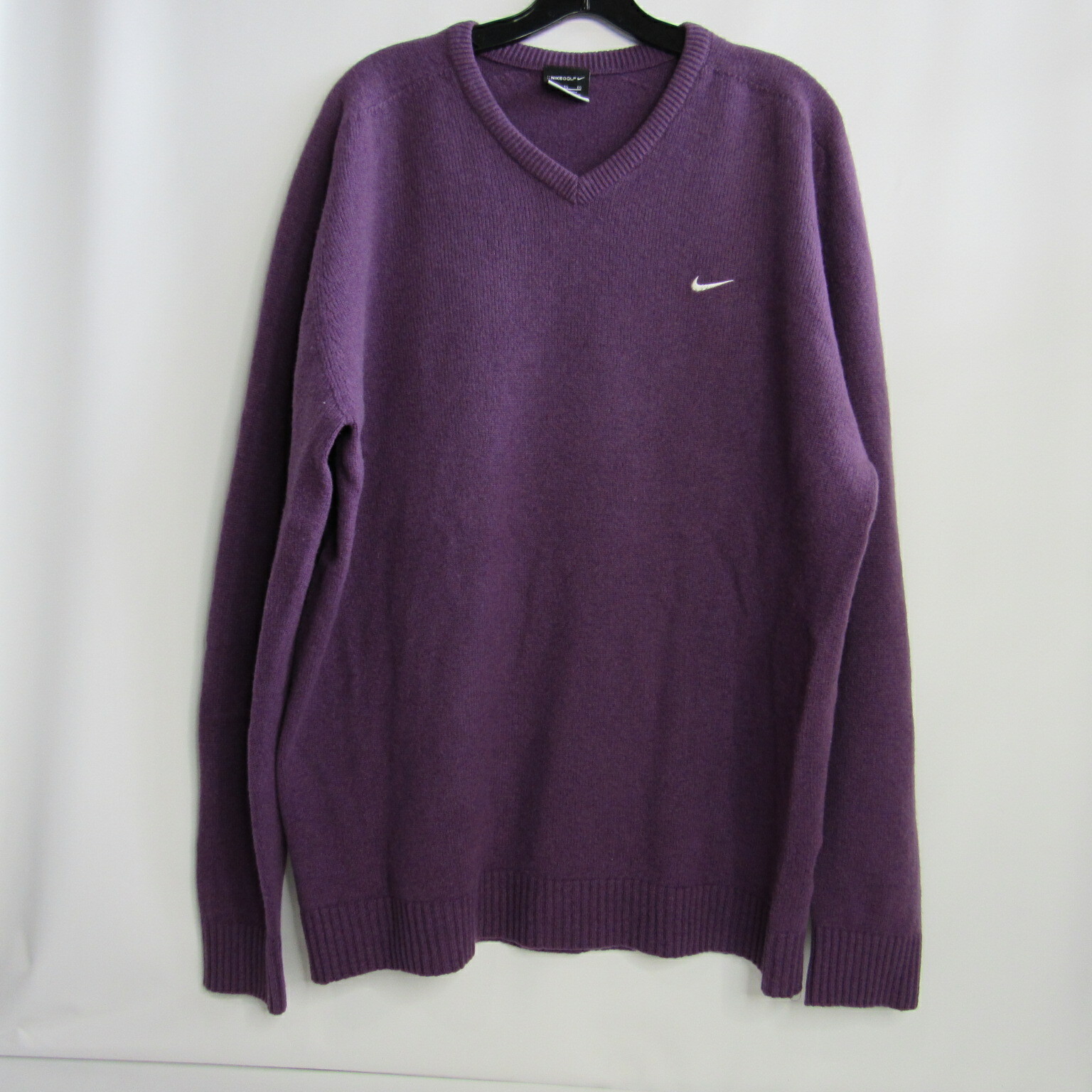 Purple Wool V Neck Sweater Mens 