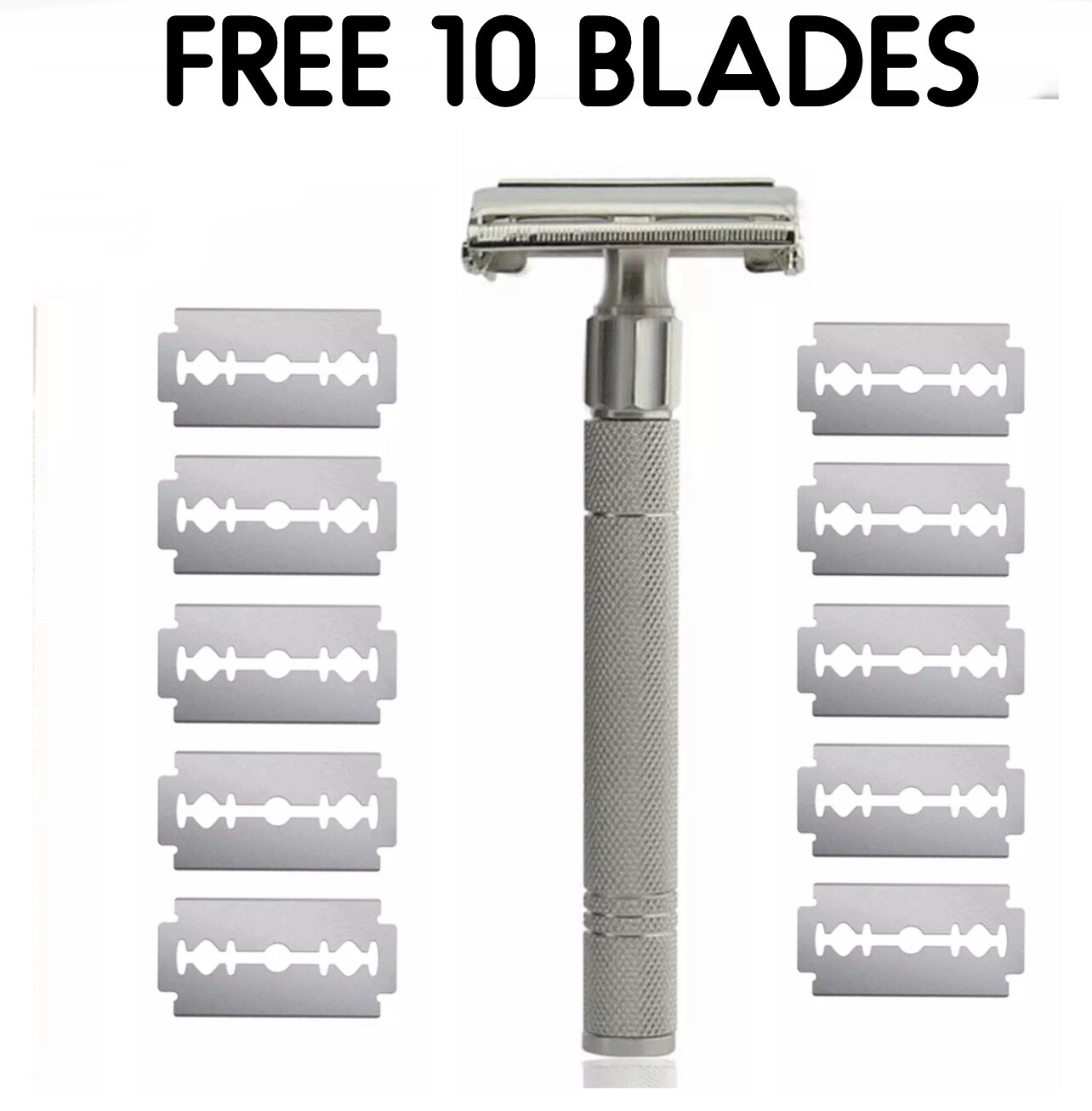 TWIST TO OPEN DOUBLE EDGE BUTTERFLY OPEN SAFETY RAZOR FOR MEN WOMEN + 10 BLADES