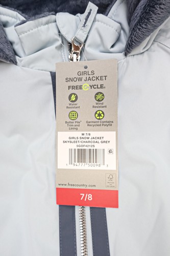 Free Country Girls Free Cycle Snow Jacket Skysleet/Charcoal Grey Size Medium 7/8 - Picture 4 of 5