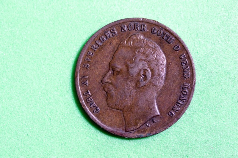 1863 - SWEDEN KINGDOM 2 ORE RULER:CHARLES XV!!  #J22715