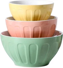  Ceramic Mixing Bowls for Kitchen, Large Nesting Mixing Bowl Set for Serving,