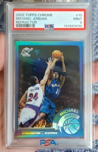 2002-03 TOPPS CHROME MICHAEL JORDAN * MINT * REFRACTOR CARD #10 * PSA 9 * HOF *
