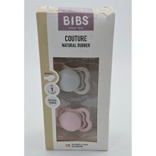 BIBS Couture Natural Rubber Pacifiers Size 1 0-6 Months 2-Pack Pink White NEW