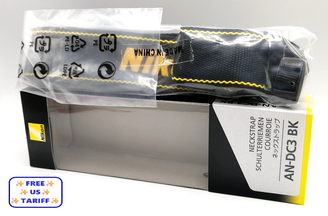 🎦VIDEO👀✨Unused✨ Nikon Neck Strap 35mm Black Yellow AN-DC3 From JAPAN