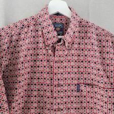 Chaps Ralph Lauren Mens Shirt Vintage 80s 90s Geometric Button Down Size Medium