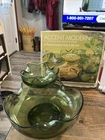 VTG Anchor Hocking Avocado Green Chip And Dip Glass Set