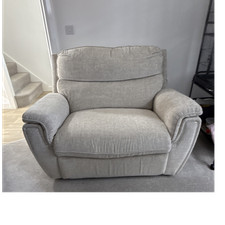 Beige Contemporary Armchair High Back Woven Fabric 135cm Wide Used