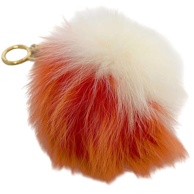 FENDI Bag Charm Key Holder Strap Fur White Orange Authentic thumbnail 4