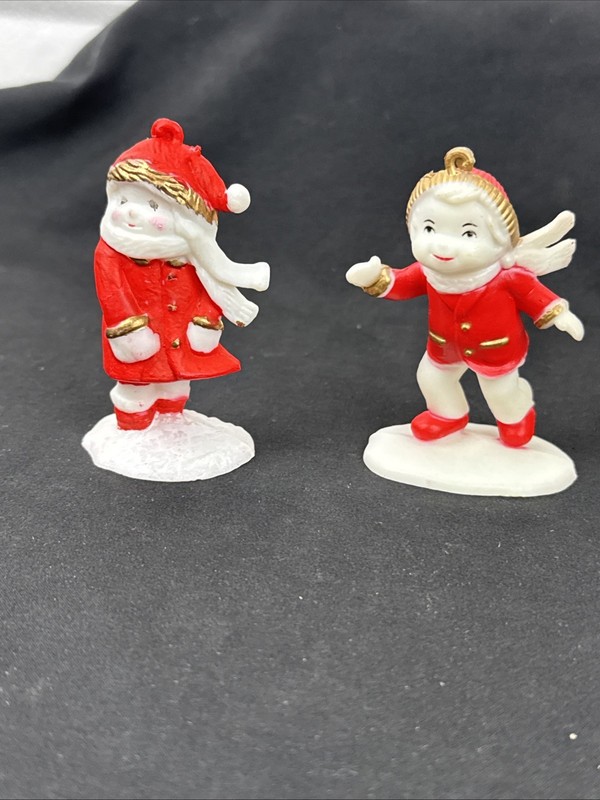 Vintage Hong Kong Hard Plastic Christmas Ornaments Set Of 2 #SB18
