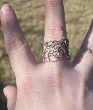 Artisan Crafted Sterling Silver Freeform Band Style Ring Size 11