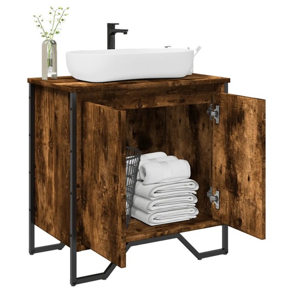 Waschbeckenunterschrank RäUchereiche 60X35X60 Cm Holzwerkstoff-image