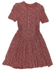 VINTAGE Womens Empire Dress UK 14 Large Burgundy Floral CS09