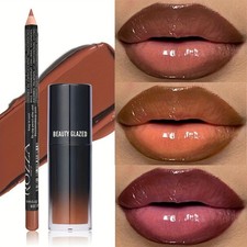 2pcs/Set Smooth Lip Liner Lip Oil Set Lip Combo Waterproof Lip Liner Makeup