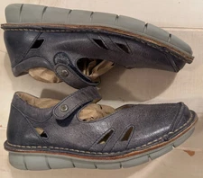 Wolky Maryjane cloggy leather clog hook & loop gray blue shoes  39 US 8 women's