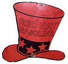 New ListingVINTAGE RED HAT GASOLINE PORCELAIN SIGN STANDARD OIL GAS STATION PUMP PLATE