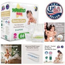 Size 2 Hypoallergenic Baby Diapers, 66 Count - Comfort Absorbency for 9-18 lbs