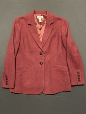 Vintage Talbots Blazer Womens 10 Petites Red Wool Burgundy Jacket 90s USA Made