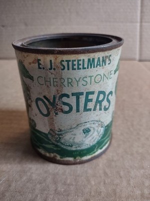 Oyster Tin - Empty - E. J. Steelman's - Cherrystone - 1 Pt