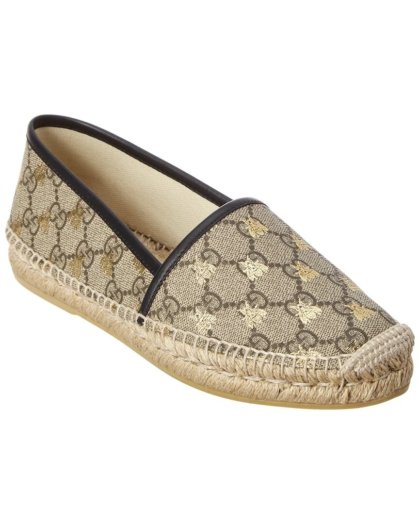 Gucci Bees Gg Supreme espadrille en toile femme noir 35,5