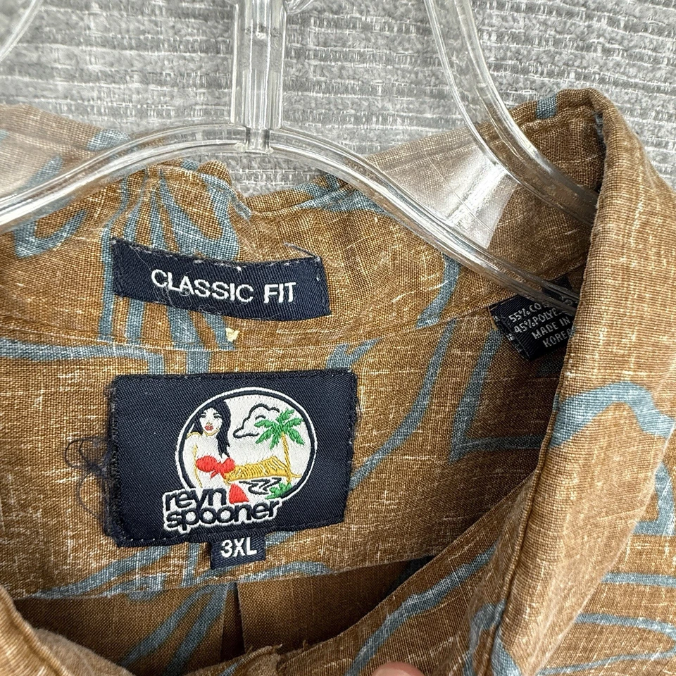 Cuchara Reyn Talla 3XL Marrón Azul Hojas Abstractas Floral Fuerte Paño Popover Hawaii Foto 3 de 4