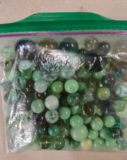 1 LOT Vintage Marbles Green Color Clear Different Sizes and Types
