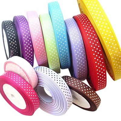 24 Yards 5/8'' Dot Grosgrain Ribbon Total 12 Colors Mix Lots Bulk (Multi-Color...