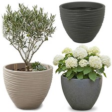 Large Round Modern Plant Pot Garden Outdoor Planter Durable Décor Wide Opening
