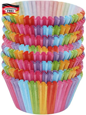 200 Rainbow Cupcake Förmchen halber Durchmesser 7cm für Backen & Dekorieren