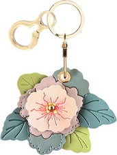 Leather Keychain Holder Case Compatible with AirTag,Cute Begonia Flower a
