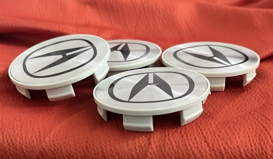 4 tapas centrales de rueda plateadas ACURA 69 mm emblema negro para TL MDX RL RDX TSX Foto 4 de 4