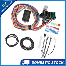 SetUniversal 14 Circuit Wiring Harness Kit with Fuses Fit for GM for Ford NEW