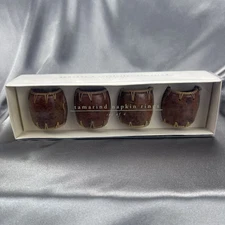Pier 1 Imports Tamarind Napkin Rings Wooden Set of 4 Brown Tan Handmade Gifts