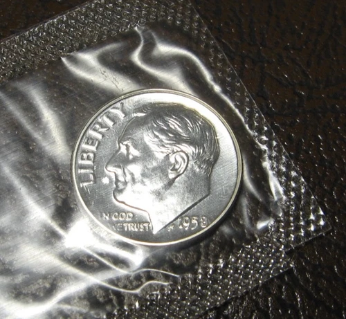 1958 Roosevelt Dime  Silver Proof in original Mint Cello