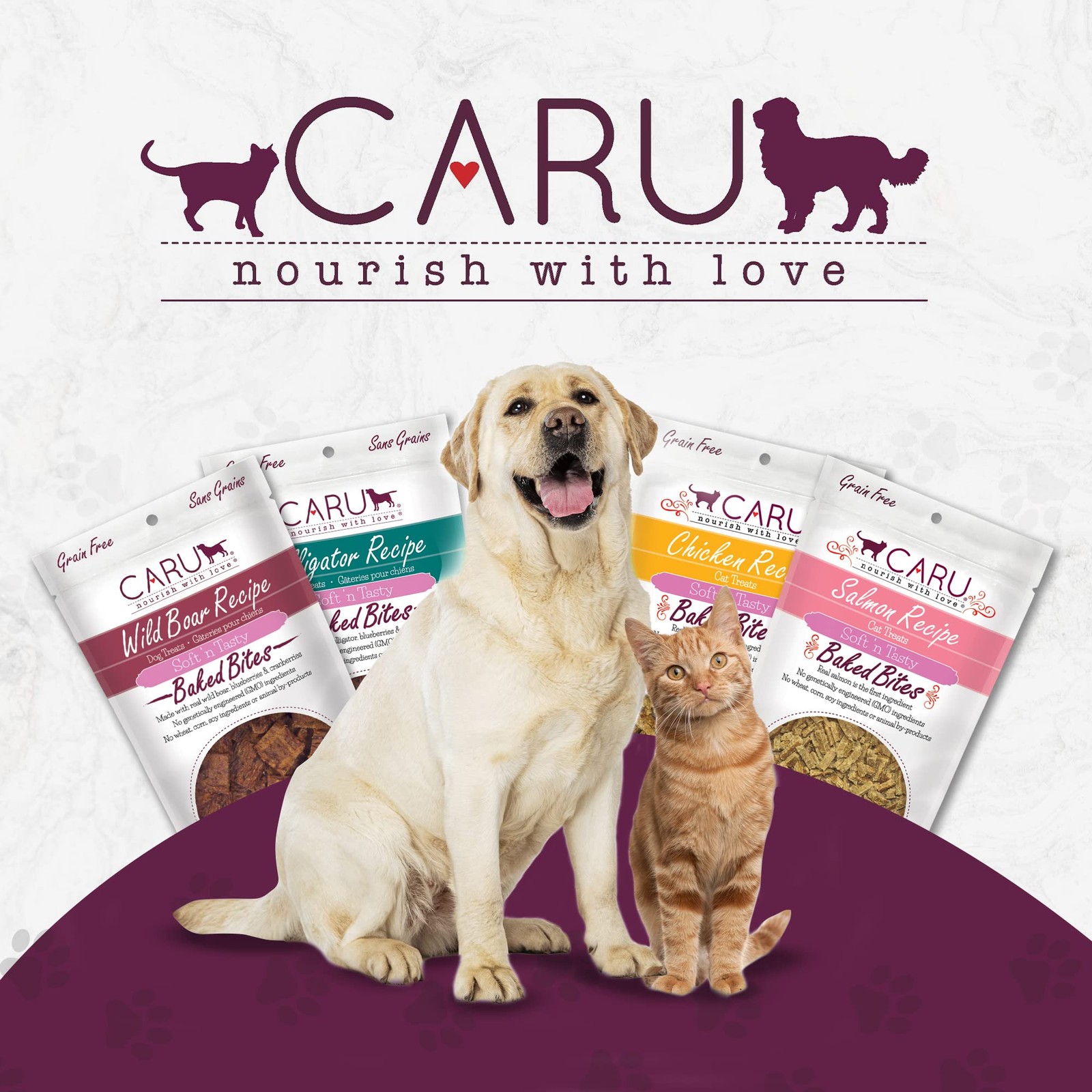 Caru - Alligator Recipe, Soft 'N Tasty Baked Bites All-Natural Dog Treats, Made