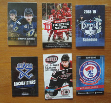 Six USHL Hockey Pocket Schedules - Stampede, Stars, Capitols, Steel, Saints, Buc