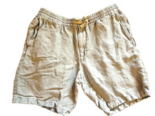 Tommy Bahama Mens 34 Beige Stretch Drawstring Chino Shorts Resort Casual Linen