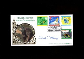1992 Royal Society for Nature Conservation Benham FDC firmado David Attenborough.
