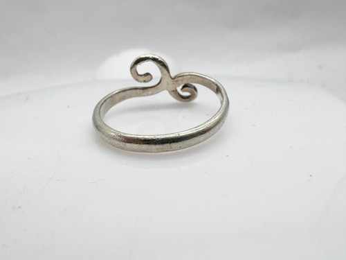VINTAGE MASSIV SILBER MODERNIST WAVE SWIRL JOURNEY DAMEN RING GRÖSSE P - Bild 4 von 5