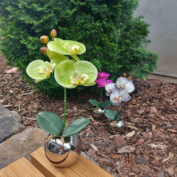 Artplants KüNstliche Orchidee Napirai, ÜBertopf, Creme-GrüN, 30Cm-image