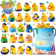 24 Pcs Rubber Ducks with Bag, Beach Toys for Games, Kids Gifts, Pool Bath Toys