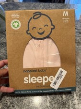 Happiest Baby Sleepea Baby Swaddle Size M 2-4 Months Pink Stars Organic Cotton