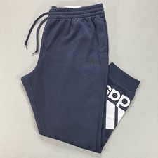 Adidas Men's Essentials Fleece Tapered Cuff Logo SweatPants Navy White Size Vary