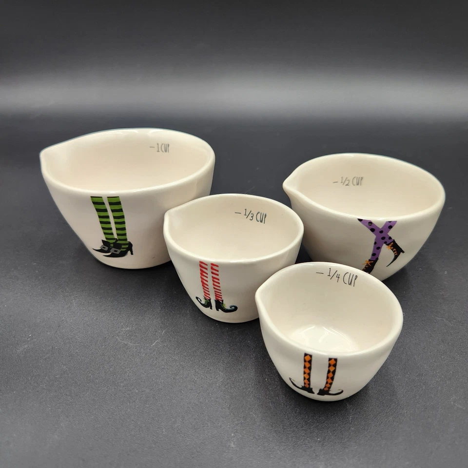 Rae Dunn Halloween Measuring Cups Witch Feet Legs Brand New Includes 4 Ps - Image 4 of 4