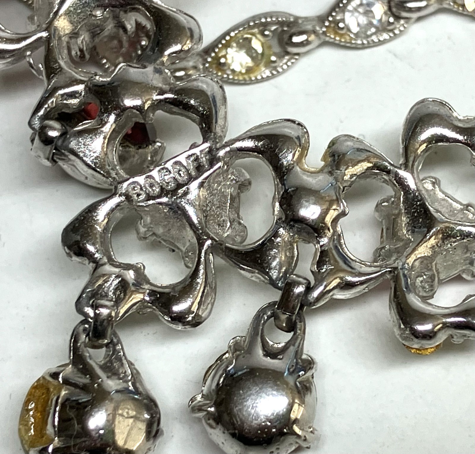 Vintage Signed Bogoff Clear Pink Glass Rhinestone… - image 6