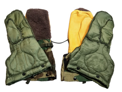 USGI ARCTIC N4B ECW MITTENS COLD WEATHER Woodland GLOVES LINERS w LANYARD MEDIUM