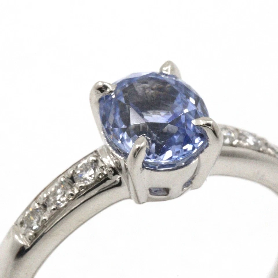 Anillo Pt900 platino/topacio azul/diamante #5,6 (talla EE. UU.) 4,7 g para mujer Foto 4 de 4