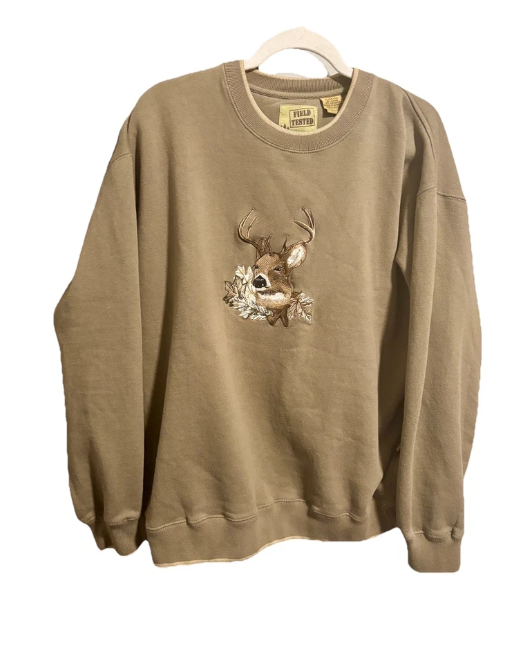 Sudadera Bordada Deer Buck Vida Exterior Probada en Campo Marrón XL Pullover De Colección Foto 2 de 4